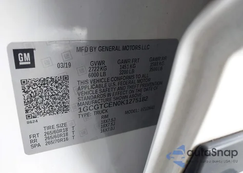 2019 Chevrolet Colorado Lt z USA, uszkodzony, nr VIN 1GCGTCEN0K1275182